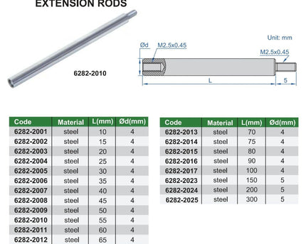 INSIZE Measuring Equipment Insize Extension Rod 30mm Range Series 6282-2005