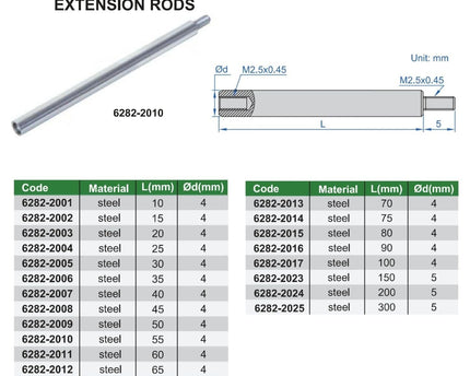 INSIZE Measuring Equipment Insize Extension Rod 75mm Range Series 6282-2014