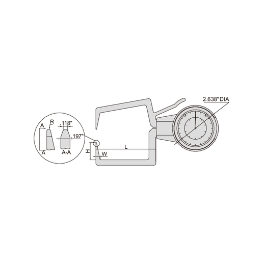 INSIZE Measuring Equipment Insize External Dial Caliper Gauge 0.8-1.6" Range Series 2333-E161