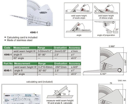 INSIZE Measuring Equipment Insize Fillet Welding Gauge Series 4846-1