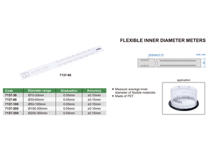 INSIZE Measuring Equipment Insize Flexible Inner Diameter Meter 30–60 mm Range Series 7137-60