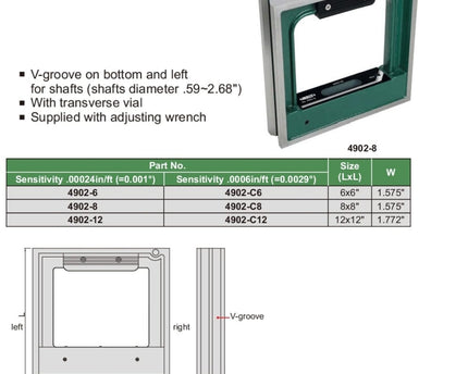 INSIZE Measuring Equipment Insize Frame Level 6x6" Range Series 4902-6