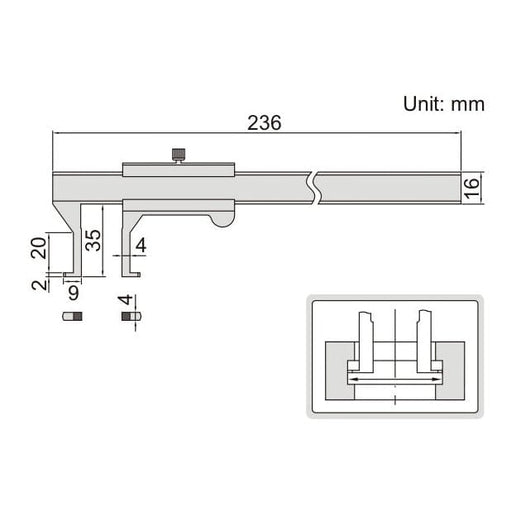 INSIZE Measuring Equipment Insize Groove Vernier Caliper Range Series 1262-150A