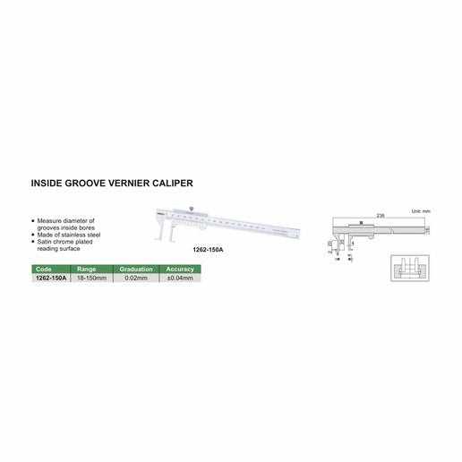 INSIZE Measuring Equipment Insize Groove Vernier Caliper Range Series 1262-150A