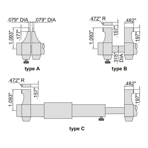 INSIZE Measuring Equipment Insize Imperial Inside Micrometer 1-2" Range Series 3220-2