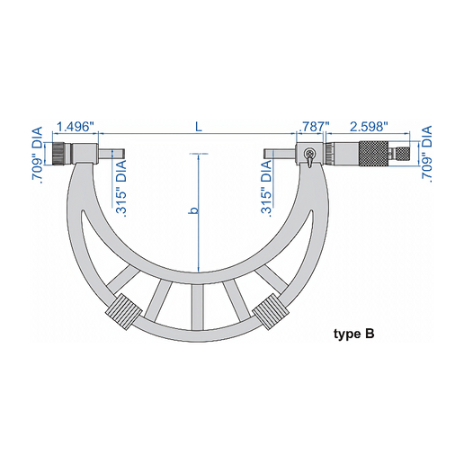 INSIZE Measuring Equipment Insize Imperial Outside Micrometer 12-16" Range Series 3206-16