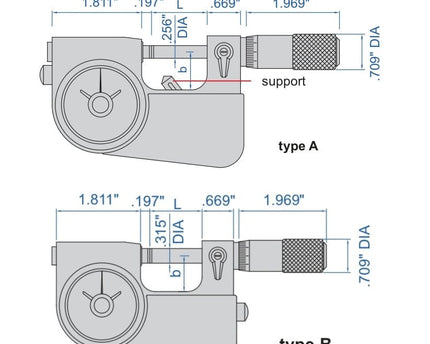 INSIZE Measuring Equipment Insize Indicating Micrometer with Support 0-1" Range Series 3332-1