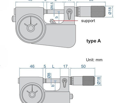 INSIZE Measuring Equipment Insize Indicating Micrometer with Support 0-25mm Range Series 3332-25