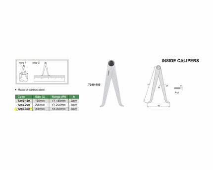 INSIZE Measuring Equipment Insize Inside Caliper 0-300mm Range Series 7240-300