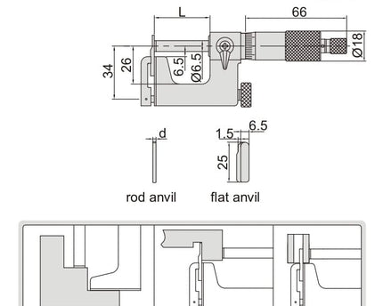 INSIZE Measuring Equipment Insize Interchangeable Anvil Micrometer 25-50mm Range Series 3262-50A