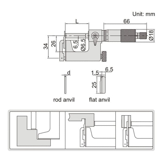 INSIZE Measuring Equipment Insize Interchangeable Anvil Micrometer 25-50mm Range Series 3262-50A