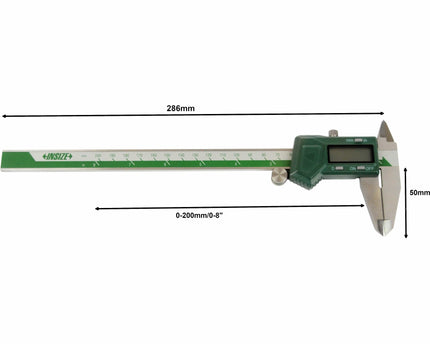 INSIZE Measuring Equipment Insize Left Hand Digital Caliper 0-200mm/0-8" Range Series 1130-200