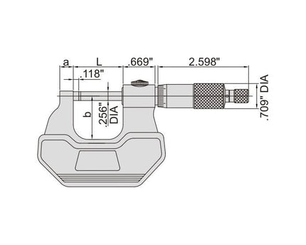 INSIZE Measuring Equipment Insize Left Hand/Right Hand Outside Micrometer 0-1" Range Series 3236-1B