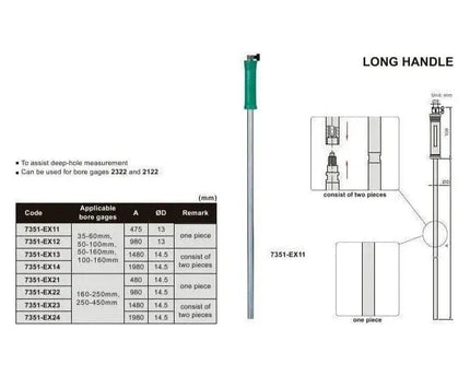 INSIZE MEASURING EQUIPMENT Insize Long Handle for Bore Gauge 980mm Series 7351-EX12