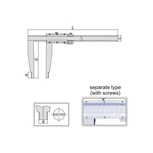 INSIZE Measuring Equipment Insize Long Jaw Vernier Caliper 0-500mm/0-20" Range Series 1215-522