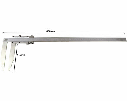 INSIZE Measuring Equipment Insize Long Jaw Vernier Caliper 0-500mm/0-20" Range Series 1215-522