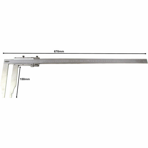 INSIZE Measuring Equipment Insize Long Jaw Vernier Caliper 0-500mm/0-20" Range Series 1215-522