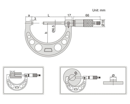 INSIZE Measuring Equipment Insize Long Spindle Outside Micrometer 0-25mm Range Series 3209-25