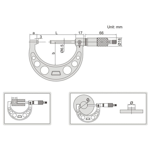 INSIZE Measuring Equipment Insize Long Spindle Outside Micrometer 0-25mm Range Series 3209-25