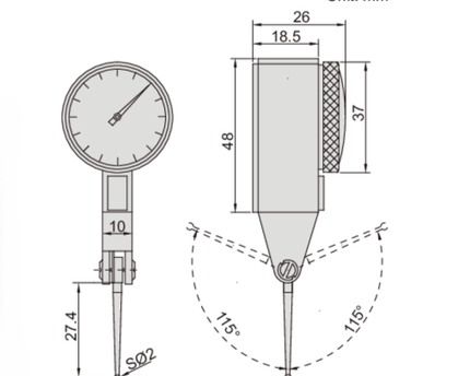 INSIZE Measuring Equipment Insize Long Stylus Dial Test Indicator 0.8mm x 0.01mm Range Series 2383-08A