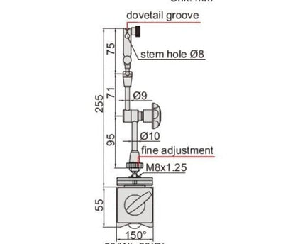 INSIZE Measuring Equipment Insize Magnetic Stand w/ Two Fine Adjustments Series 6272-80