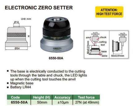 INSIZE MEASURING EQUIPMENT Insize Magnetic Zero Setter 50mm Height Series 6550-50A