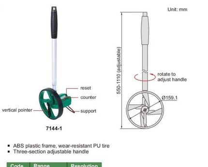 INSIZE Measuring Equipment Insize Measuring Wheel 0.1-9999.9m Range Series 7144-1