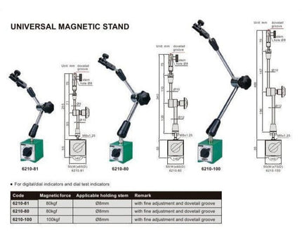 INSIZE Measuring Equipment Insize Mechanical Lock Magnetic Stand 80 kg Force Series 6210-80E