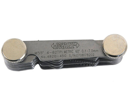 INSIZE Measuring Equipment Insize Metric 60° & Whitworth 55° Screw Pitch Gauge 0.4-7mm/4-62TPI Range Series 4820-450