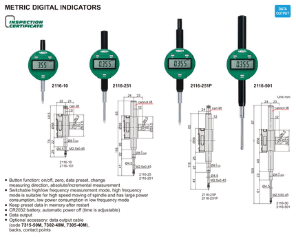 INSIZE Measuring Equipment Insize Metric Digital Indicator 25.4mm Range Series 2116-25