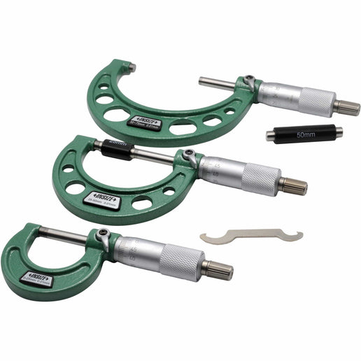 INSIZE Measuring Equipment Insize Metric Outside Micrometer 3 Piece Set 0-75mm Range Series 3203-753A