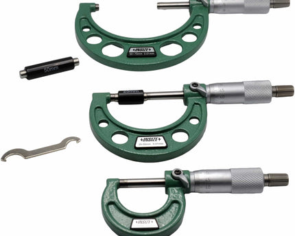 INSIZE Measuring Equipment Insize Metric Outside Micrometer 3 Piece Set 0-75mm Range Series 3203-753A