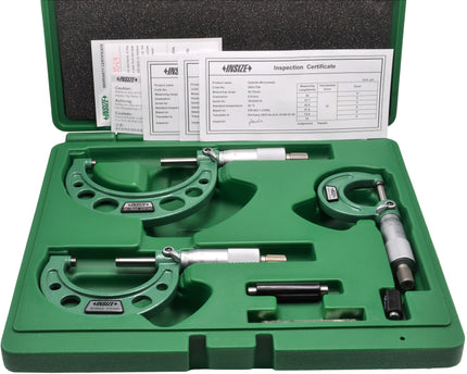 INSIZE Measuring Equipment Insize Metric Outside Micrometer 3 Piece Set 0-75mm Range Series 3203-753A