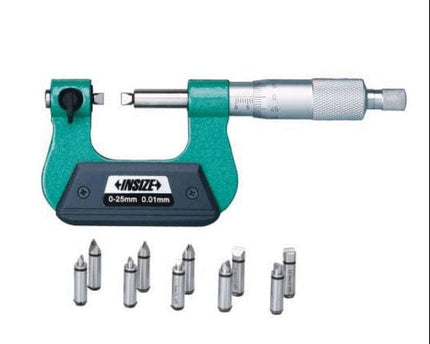 INSIZE MEASURING EQUIPMENT Insize Metric Screw Thread Micrometer Set – 0-25mm Range, 6 Tip Pairs, 60° Threads