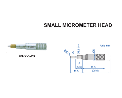 INSIZE MEASURING EQUIPMENT Insize Micrometer Head 0-5mm Range Series 6372-5WS