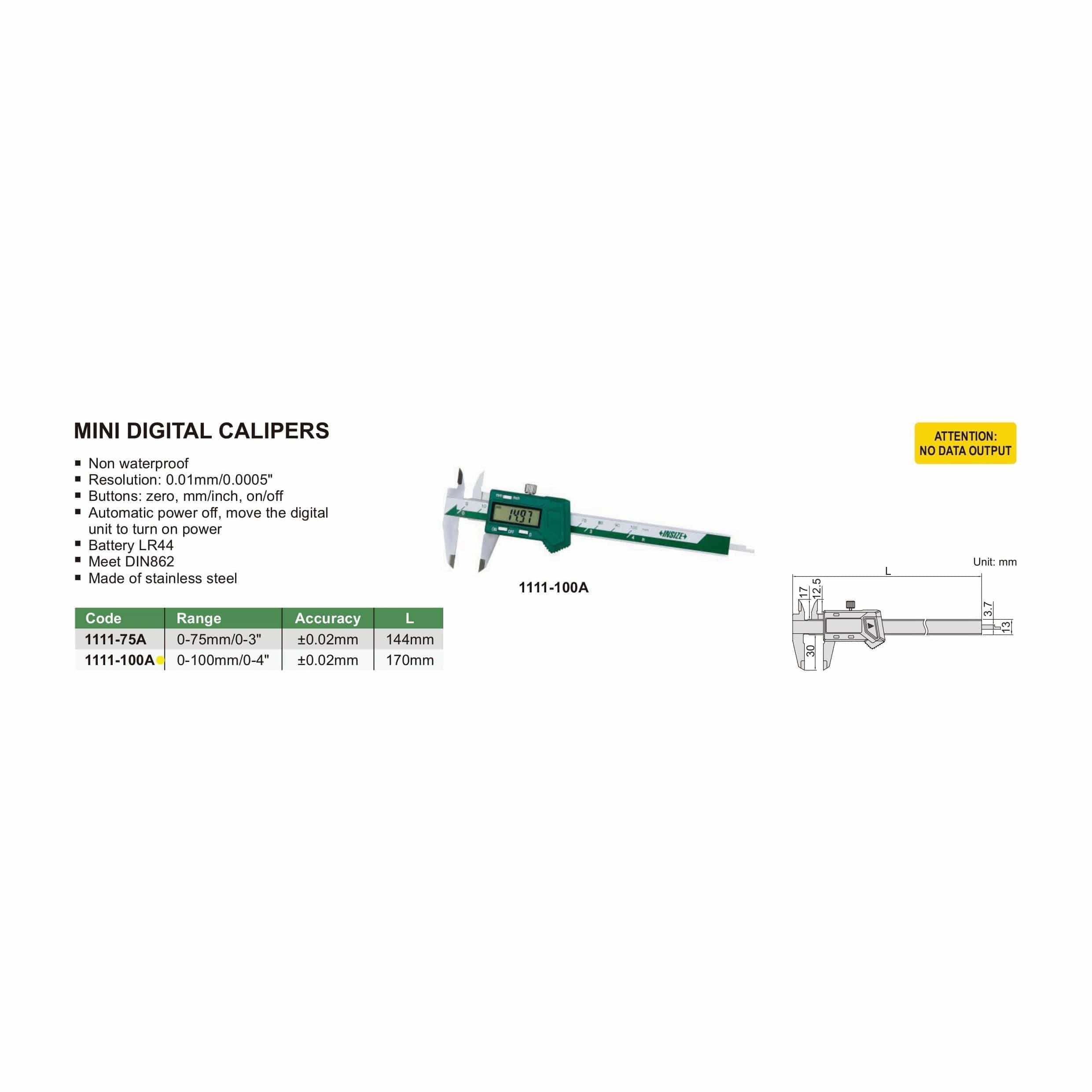 Mini Caliper Inch Insize Mini Digital Caliper 0-100mm/0-4