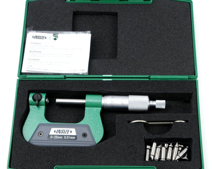 INSIZE Measuring Equipment Insize Non-Rotating Micrometer with Anvil/spindle tips 0-25mm Range Series 3280-25A