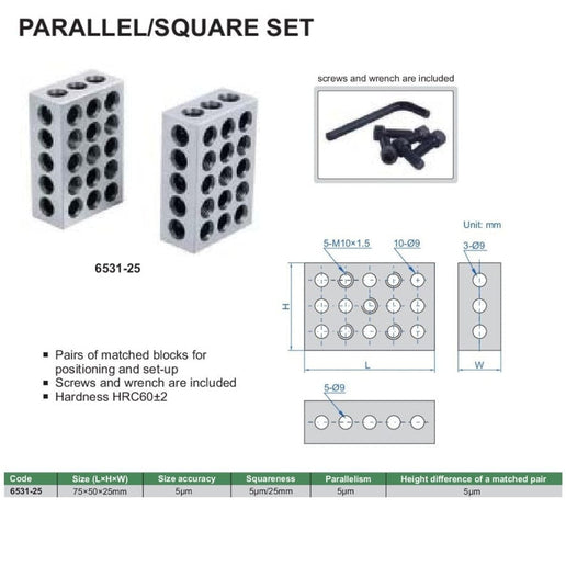INSIZE Measuring Equipment Insize Parallel Set 75x50x25mm Range Series 6531-25