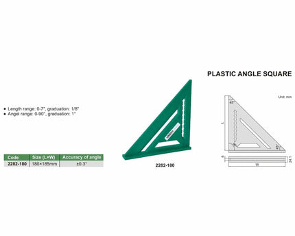 INSIZE MEASURING EQUIPMENT Insize Plastic Angle Square 0-90° Range Series 2282-180