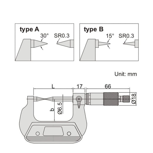 INSIZE Measuring Equipment Insize Point Micrometer 0-25mm Range Series 3230-25A