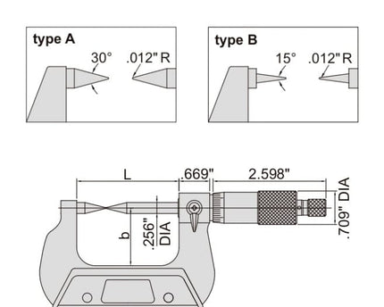 INSIZE Measuring Equipment Insize Point Micrometer 2-3" Range Series 3230-3
