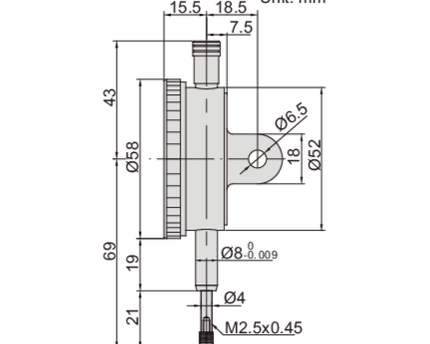 INSIZE Measuring Equipment Insize Precision Dial Indicator 0-1mm x 0.001mm Range Series 2830-1