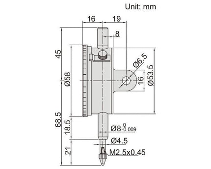INSIZE Measuring Equipment Insize Reverse Reading Dial Indicator 0-10mm x 0.01mm Range Series 2801-10