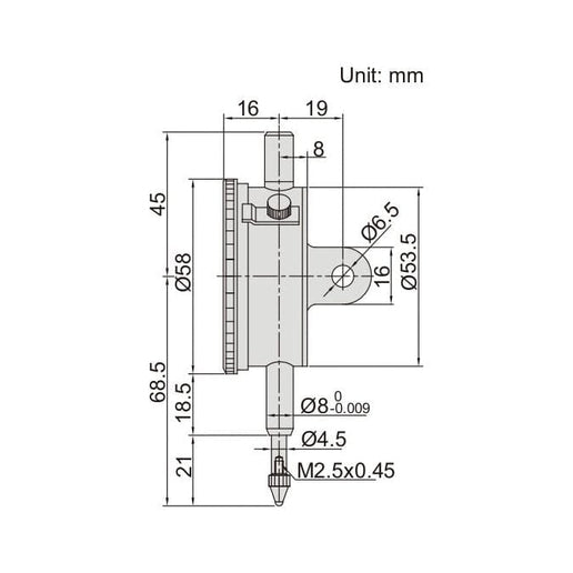 INSIZE Measuring Equipment Insize Reverse Reading Dial Indicator 0-10mm x 0.01mm Range Series 2801-10