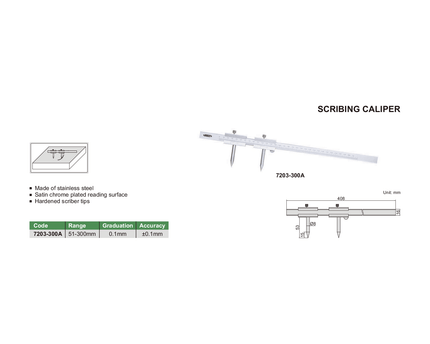 INSIZE Measuring Equipment Insize Scribing Caliper 51-300mm Range Series 7203-300A