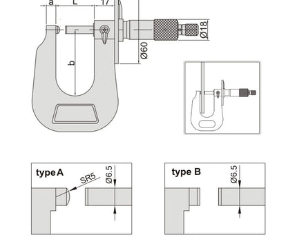 INSIZE Measuring Equipment Insize Sheet Metal Micrometer 0-25mm Range Series 3263-25A