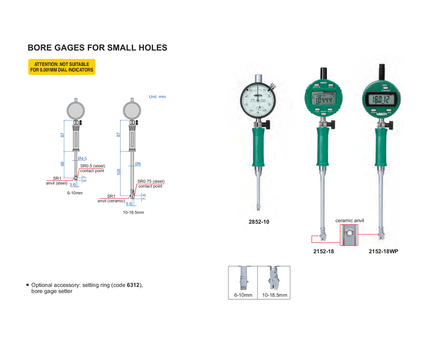INSIZE Measuring Equipment Insize Small Hole Digital Bore Gauge 6-10mm Range Series 2152-10