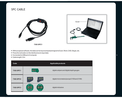 INSIZE MEASURING EQUIPMENT Insize SPC Data Output Cable 2.5m for Micrometers Series 7302-SPC2
