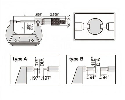INSIZE Measuring Equipment Insize Spline Micrometer 1-2" Range Series 3233-2