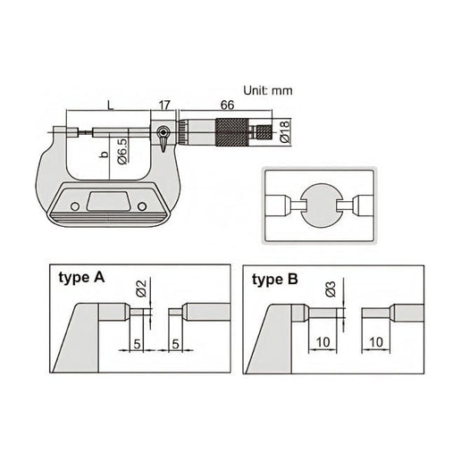 INSIZE Measuring Equipment Insize Spline Micrometer 25-50mm Range Series 3233-50BA